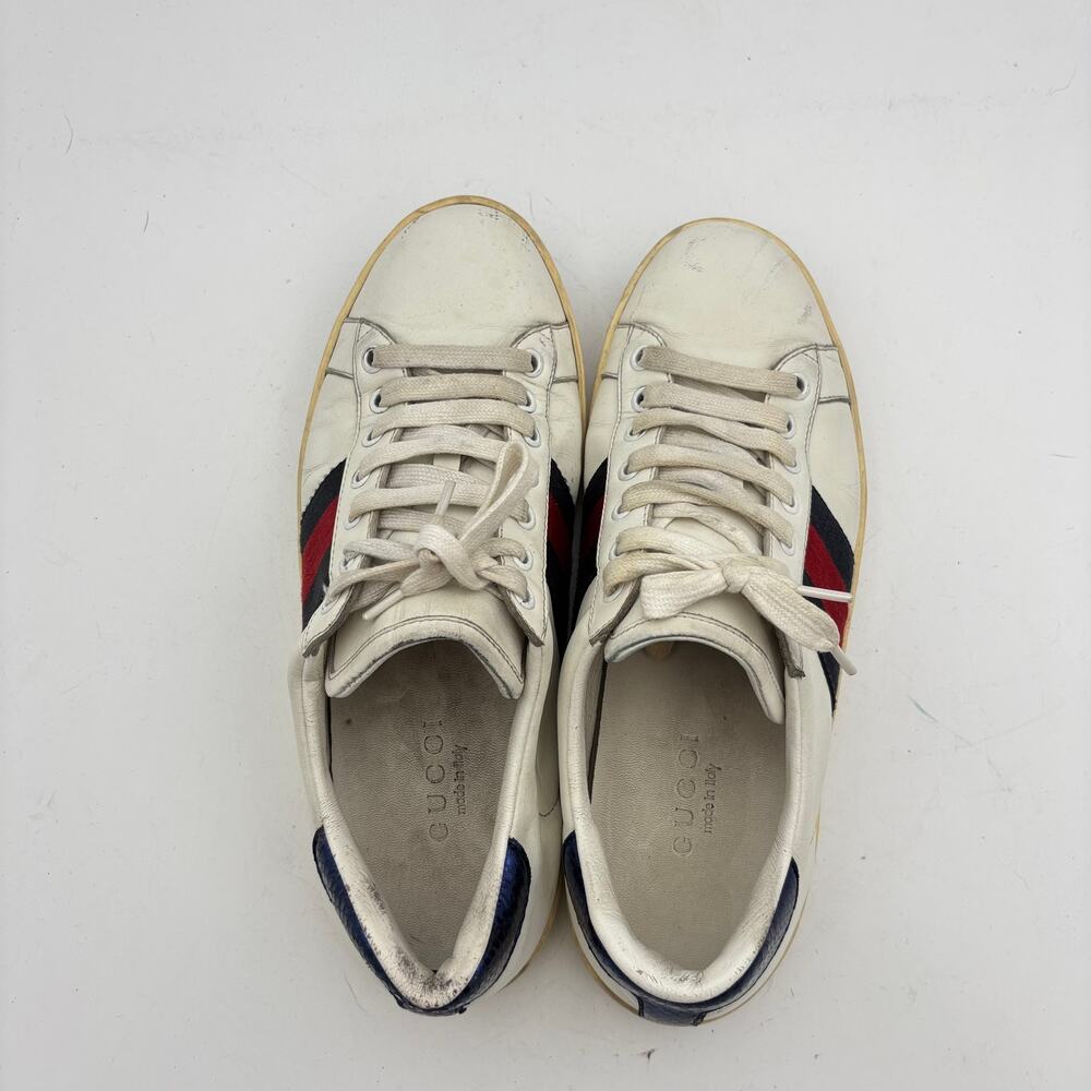 Gucci White Ace Low Sneakers Men's 9 Luxury Streetwear - Picture 6 of 15
